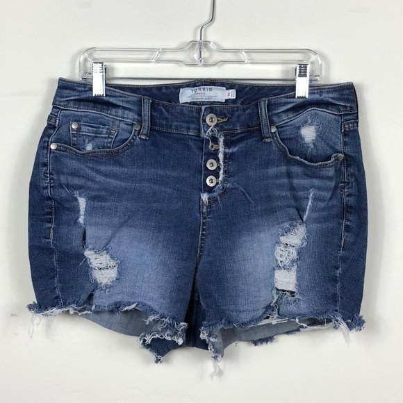 torrid Pants - Torrid denim shorts distressed button up